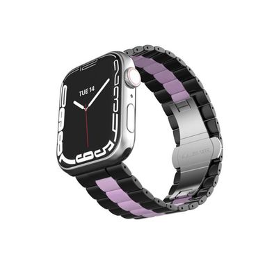 Levelo Enigma Ceramic Watch Strap for Apple Watch 38/40/41mm, Quick-Release Pins, Corrosion-Resistant, Easy Installation, Anti-Scratch - Black / Pink