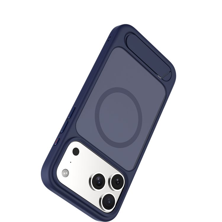 Levelo Matteo Hybrid Kickstand Case with Matte Design for iPhone 17 Pro Max, Anti-Fingerprint Coating, Impact-Resistant Corners, Raised Bezels for Camera & Screen, MagSafe Compatible, Shock-Resistant Bumper, Drop-Tested - Dark Blue