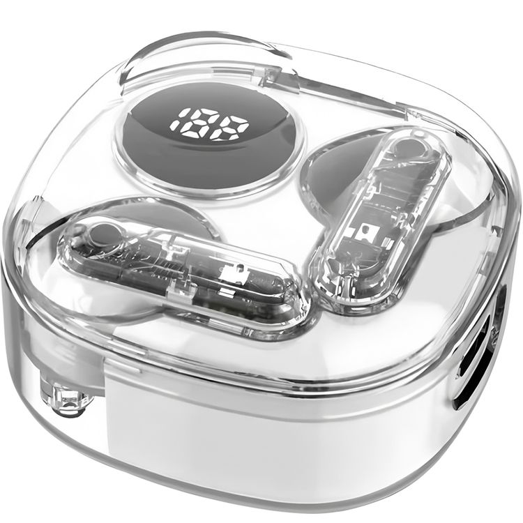 Porodo Soundtec Popwave True Wireless Earbuds with Up to 4 Hours of Playtime, 10m Transmission Distance, Bluetooth Version 5.4, 360° Omnidirectional Microphone - White