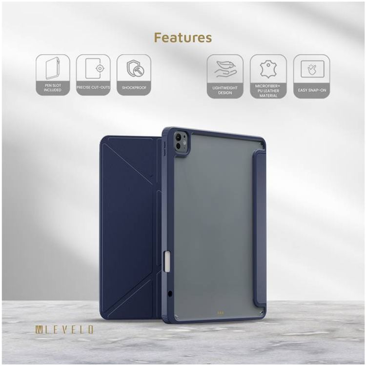 Levelo Conver Clear Back Hybrid Case for iPad Pro 11", Lightweight Design, Precise Cut-Outs, Easy Snap-On - Blue 