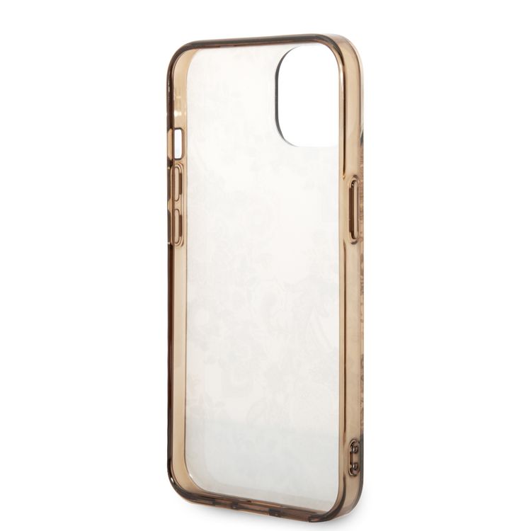 Guess PC/TPU IML Case With Double Layer Electroplated Camera Outline & Toile De Jouy - iPhone 14 - Ochre