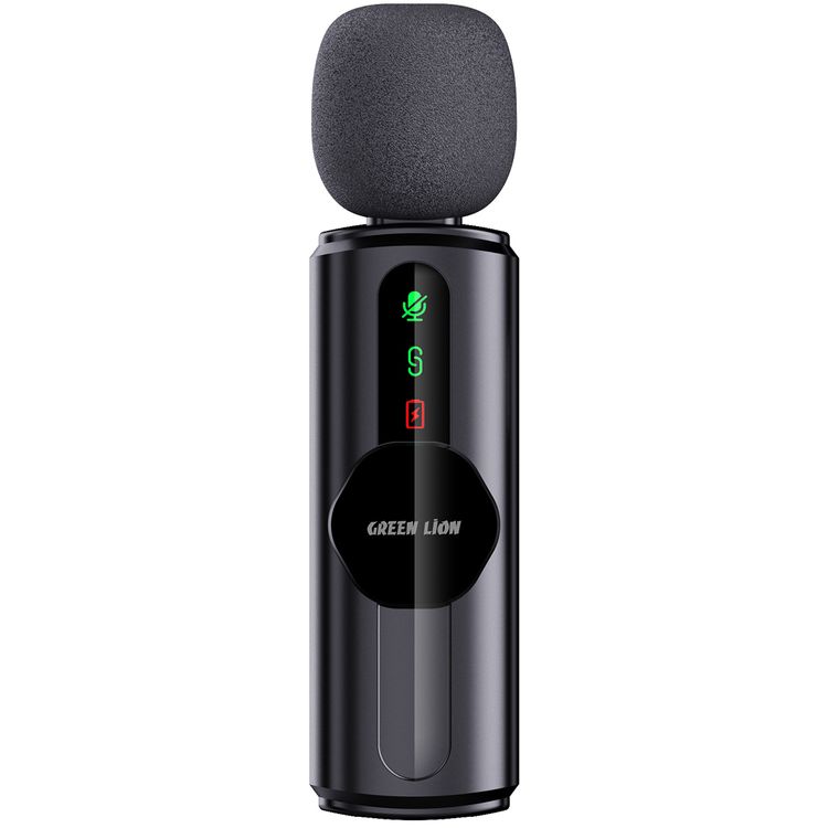 Green Lion GM-76X Microphone with 3-Level Noise Cancellation, 5 Hours Working Time, Less than 30 Milliseconds Latency, Dual Microphones, USB-A, Type-C & Lightning Connectors - Black