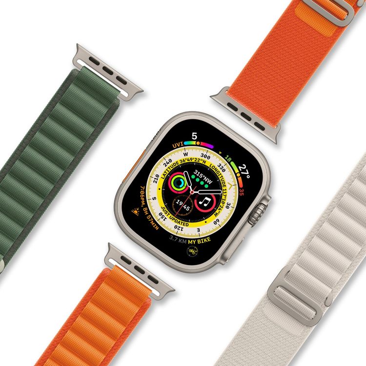 Green Lion Ultra Series High-Strength Watch Strap for Apple Watch 42/44/45/49mm, Polyester Material, Comfortable & Breathable, Ultra-Thin Design - Orange