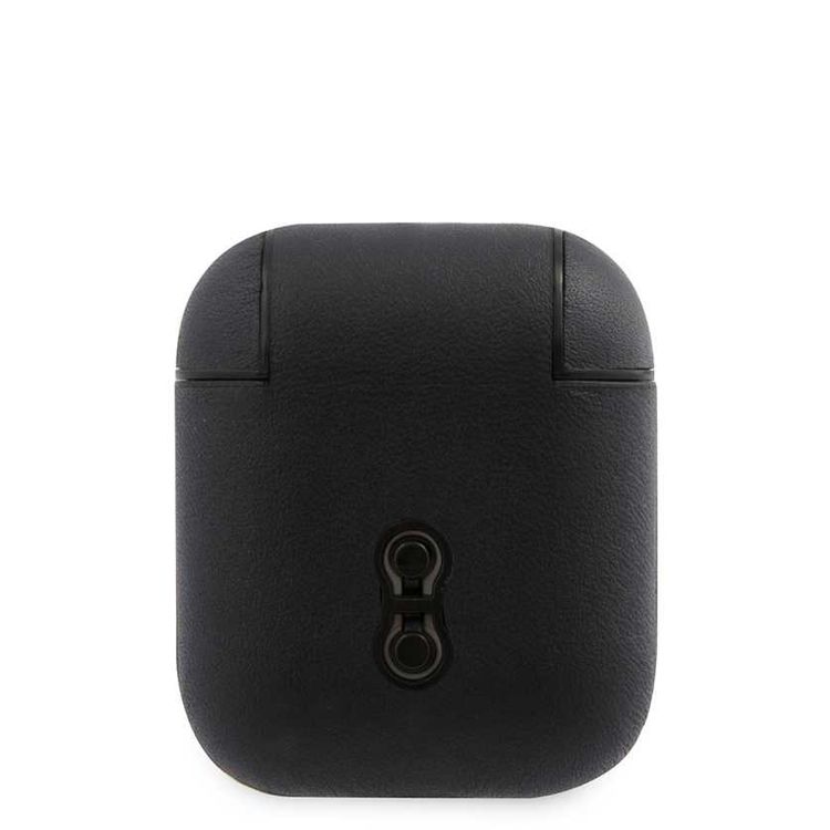 جراب جلدي أصلي من CG Mobile لسماعات AirPods 1 و2، مجموعة BMW Signature، شعار معدني أسود، مقاوم للغبار والخدش - أزرق داكن