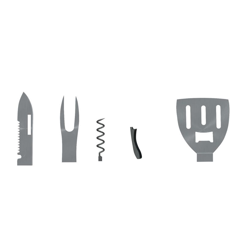 Green Lion Multifunction 5-in-1 BBQ Tool Set with Knife Precision Slice, BBQ Fork Effortless Grip, Corkscrew Seamless Twist, Bottle Opener Instant Pop, BBQ Spatula Flawless Flips, Foldable & Compact, Rust Resistant, Space-Saving Design, Easy to Clean, Camping Friendly, Ergonomic Grip - Wooden