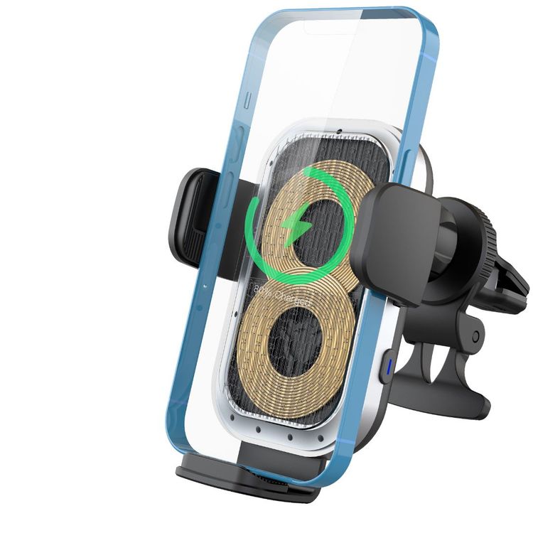 Powerology Dual Coil Car Mount Wireless Charger Built-in Cooling Fan