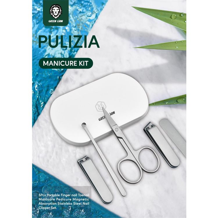 مجموعة مانيكير محمولة 5 في 1 من جرين بوليزيا ، مانيكير وباديكير أظافر ، امتصاص مغناطيسي ، مجموعة مقص أظافر من الفولاذ المقاوم للصدأ (مبرد أظافر ، مقص أظافر بزاوية ، مقص تجميل ، مقص أظافر بفم مسطح ، ملعقة اختيار للأذن) مجموعة العناية بالسفر - الجزائر