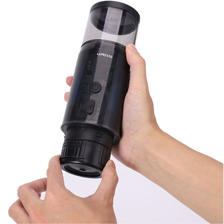 LePresso Portable Mini Espresso Machine, 80mL Water Tank Capacity, Type-C Charging Port, Food Grade Stainless Steel Material - Black