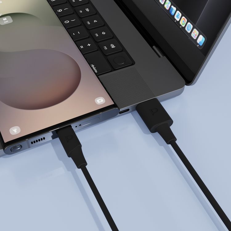 Powerology Power Sync Flex USB-A to USB-C Cable with 1.2m Length, 10000 Bends Lifespan, Fast Charge & Data Transfer, Molded TPE Material, 480Mbps Data Transfer Speed, 20W Power Delivery - Black