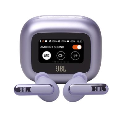JBL Live Beam 3 In-Ear Earbuds with Display & Mic, True Wireless, 48 Hours Working Time, Type-C & Wireless Charging, ENC, ANC - Purple