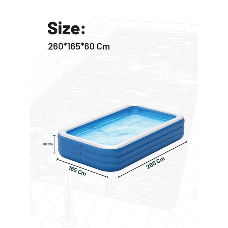 Green Lion Inflatable Swimming Pool with 880L Water Capacity, Small, PVC, Fits 5-7 People, Suitable for 3+ Years Old, Sun Protection, Force Support, Odorless - Blue