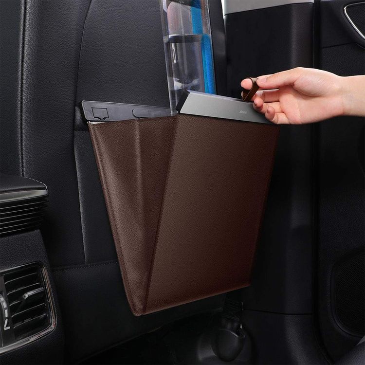 Baseus Large Garbage Bag for Back Seat of Cars, Magnetic Closure, Easy Attachment with Hooks, 5kg Maximum Weight Load, Waterproof and Leakproof - Black