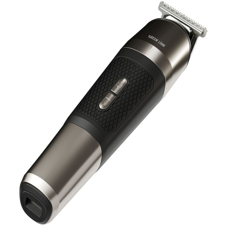 Green Lion Trim Master 5-in-1 Trimmer with Storage Base, Textured Grip, Type-C Charging, Corded & Cordless Use, Digital Display, Detachable Different Heads - Black