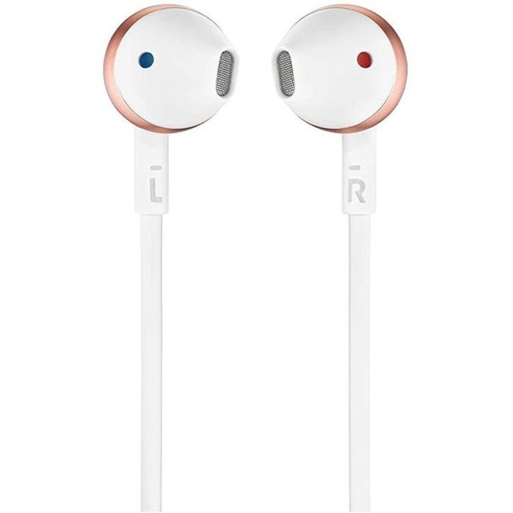 JBL Tune 205 In-Ear Wired Headphones with 3.5mm Audio Jack, Integrated Microphone, 118.2cm Length, JBL Pure Bass Sound, Carrying Pouch - Rose Gold