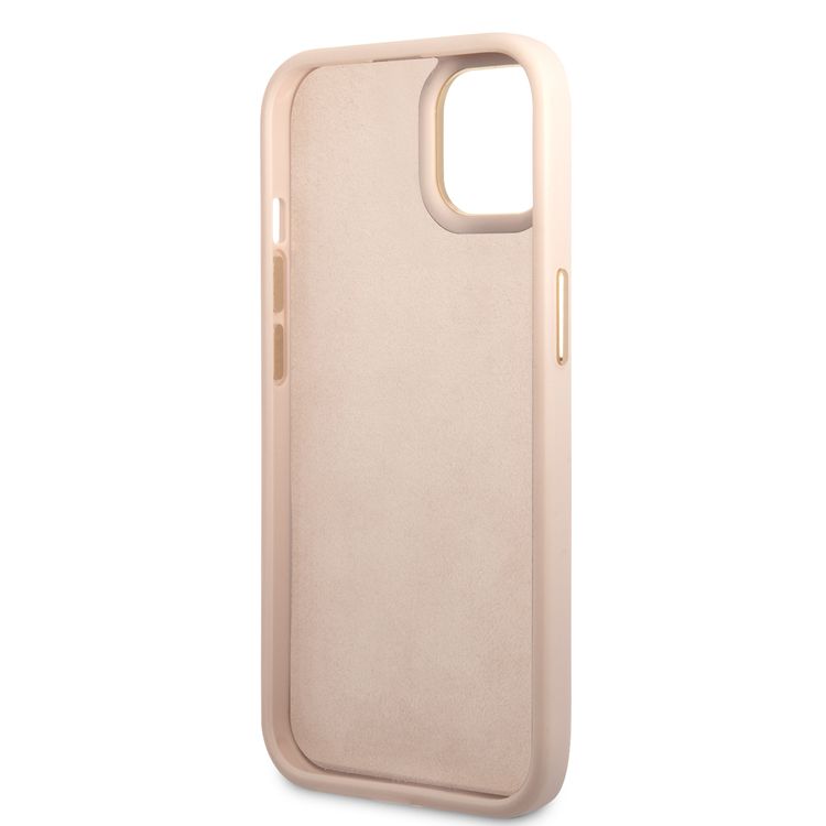 Guess PC/TPU 4G PU Case with Metal Camera Outline & Buttons iPhone 14 Compatibility - Pink