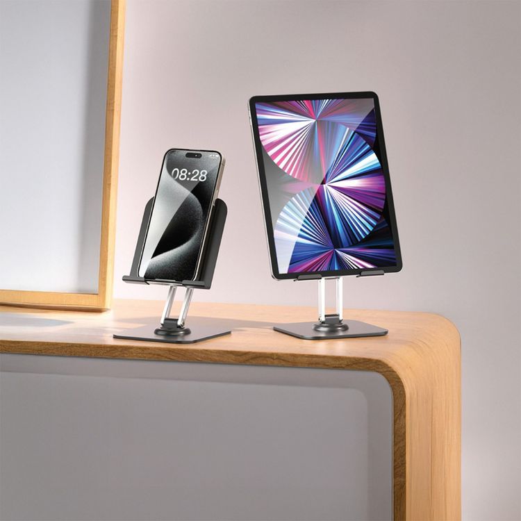 حامل Green Lion M6 الدوّار بتصميم ثلاثي المحاور، متوافق مع الأجهزة التي تتراوح بين 4-12.9 بوصة، قاعدة معدنية مربعة، ارتفاع قابل للتعديل، زوايا مشاهدة مرنة، قدرة تحميل تصل إلى 650 جرام - أسود