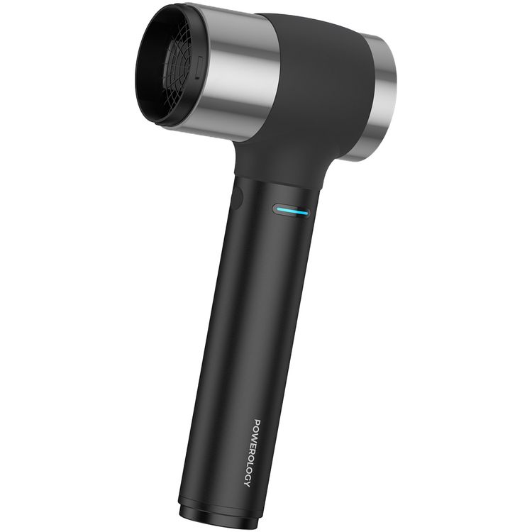 Powerology Turbo Fan Blower with High Thrust, 60m/s Wind Speed, 80 Minutes Working Time, 4 Speed Levels, 50000RPM Motor Speed, 4000mAh Battery Capacity, 750W Motor Power, Cordless & Portable, LED Indicator, 11-Blade Design - Black