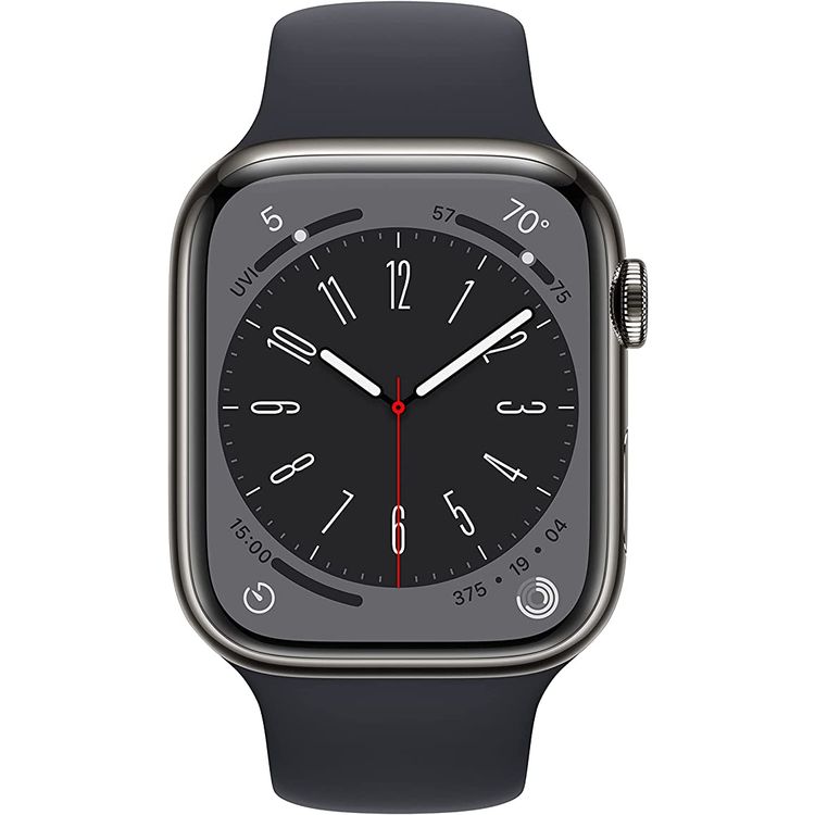 Apple watch series 8 (GPS + Cellular) -  Graphite Stainless Steel Case, Midnight Sport Band - 45 MM