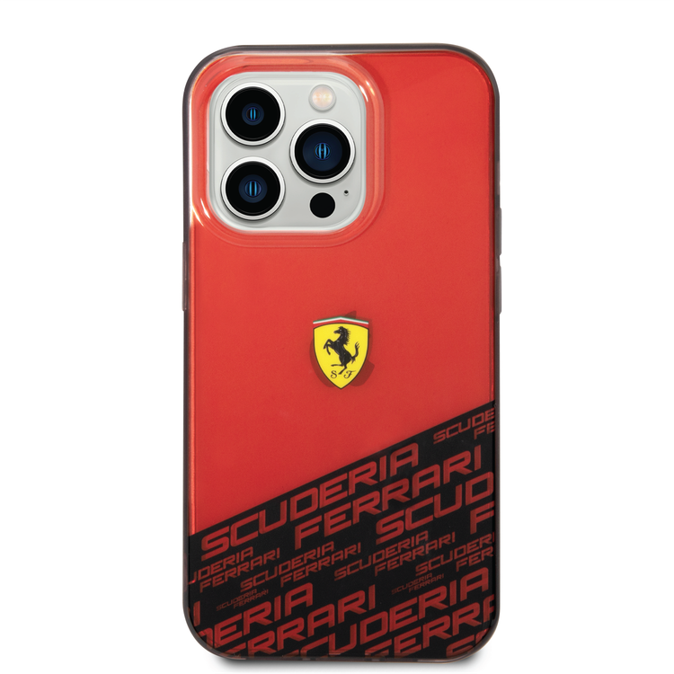 Ferrari PC/TPU IML Case with Bottom Scuderia Allover Print iPhone 14 Pro Compatibility - Red