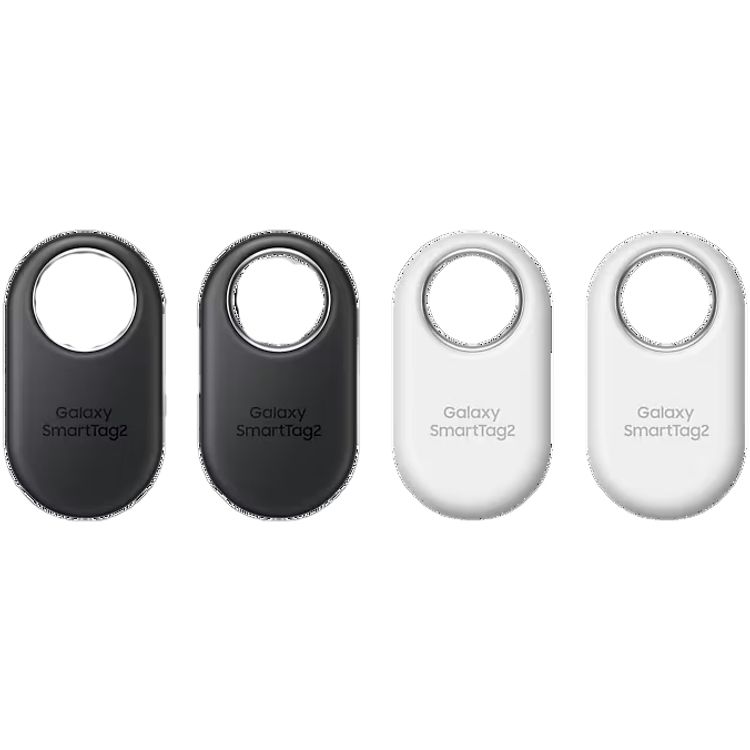مجموعة من 4 قطع من أجهزة Samsung Smart Tag 2، مقاومة للغبار والماء IP67، عمر بطارية يصل إلى 500 يوم - أسود/أبيض