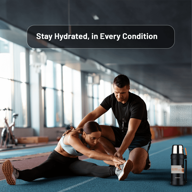 Porodo Lifestyle Outlander Insulation Flask with Triple-Wall Copper Insulated, Leak-Proof Lid, 2L Capacity, Keep Hot & Cold Up to 24 Hours, Food-Grade Stainless Steel - Black