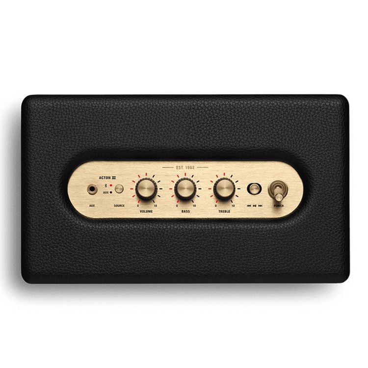 Marshall Acton III Wireless Bluetooth Stereo Speaker, 2 Hours Charging Time, 32 Hours Play Time, Fast Charge, Dust & Water Proof, USB-C Charging Port - Black