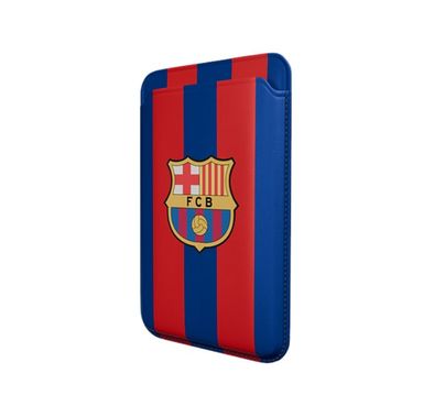 FCB Magnetic Card Holder with Premium Synthetic Leather Material,  One Card Slot,  Ultra-Slim & Lightweight, Smartphones with Built-in Magnet Compatibility - Blue / Burgundy