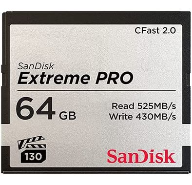 Sandisk 64GB Extreme Pro CFast 2.0 Memory Card for Cameras and Camcorders, 4K Video- SDCFSP-064G-G46D - Black/Silver