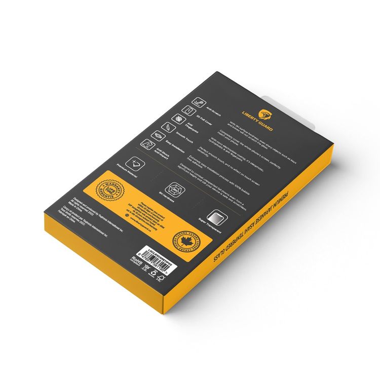 واقي شاشة Liberty Guard 3D بحواف دائرية من السيليكون الأسود لهاتف iPhone 13 Pro Max، مضاد للصدمات والتأثير - أسود