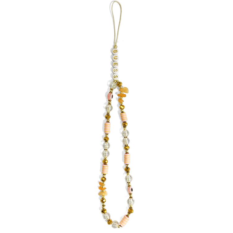 Guess GUSTBOHP Phone Strap Heishi Beads Flower 25cm, stylish design - Brown