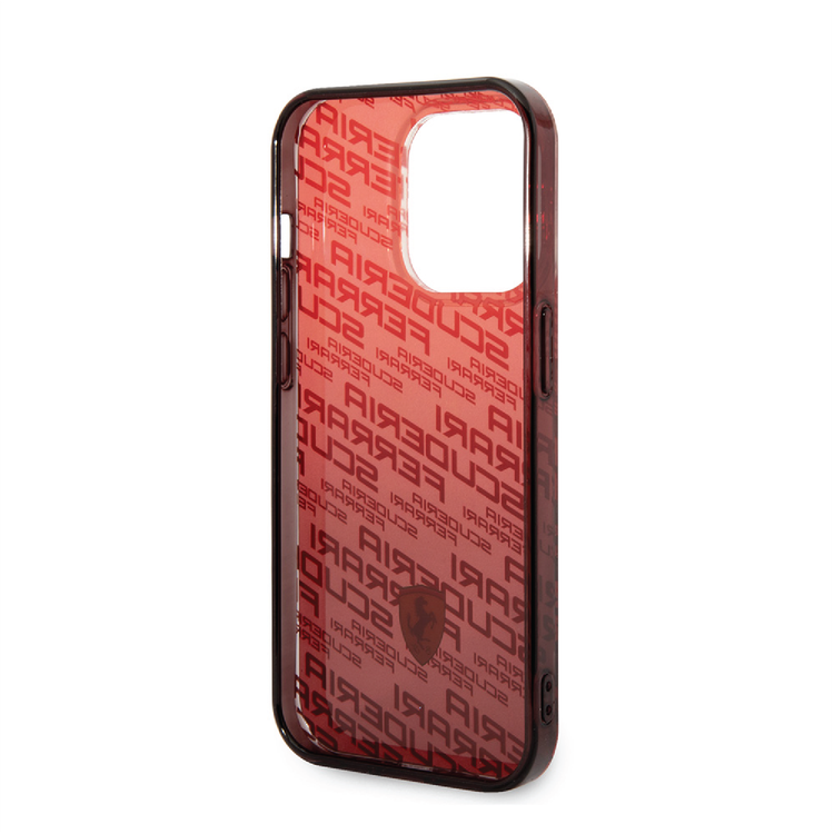 Ferrari Gradient PC/TPU Case with Allover Scuderia & Dyed Bumper iPhone 14 Compatibility - Red