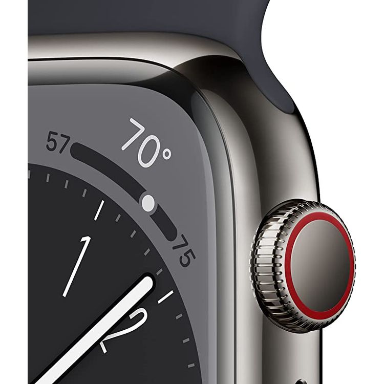Apple watch series 8 (GPS + Cellular) -  Graphite Stainless Steel Case, Midnight Sport Band - 41 MM