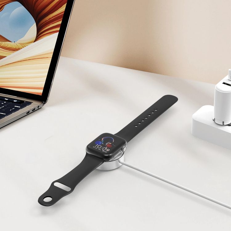 Green Lion iWatch USB-C to Wireless Charger, 5W Max Power, Fast Charging, Braided Cable - White