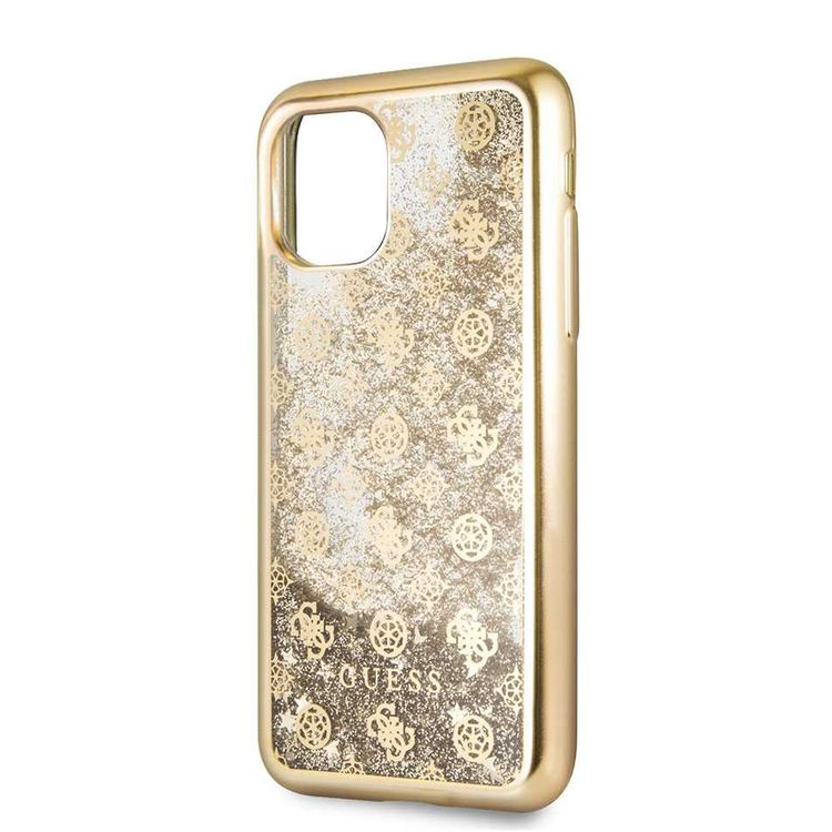 CG MOBILE Guess 4G Peony Liquid Glitter TPU case for iPhone 11 Pro, Soft TPU Case, Anti-Fingerprint Surface, Anti-Scratch, Durable, Officially Licensed - Gold