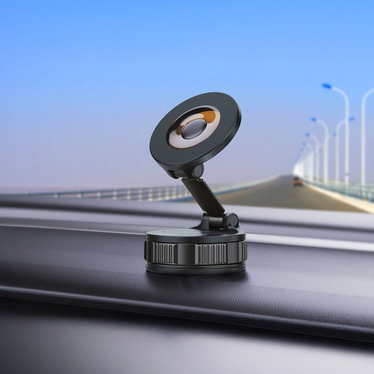 Porodo Rotarex MagSafe Car Mount with Powerful Suction Base, 360° Rotating Base, 20 × N52 Magnets, Compatible with 4"-7" Devices, Multi-Surface Mounting, Powerful Suction, Adjustable Viewing Angle - Black