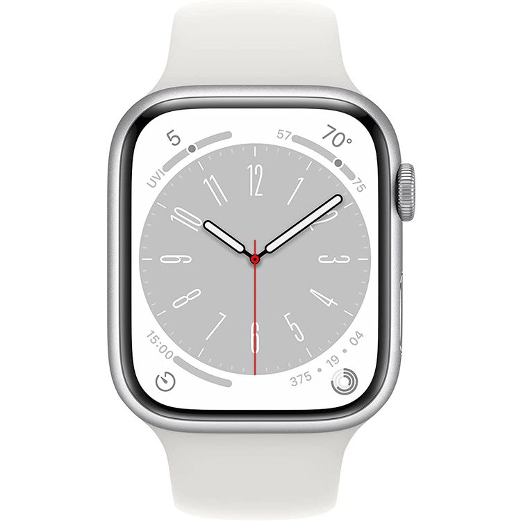 Apple watch series 8 (GPS + Cellular) - Silver Aluminum Case, White Sport Band - 45 MM
