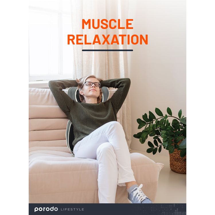 Porodo Lifestyle Neck & Back Massager with 15-Minutes Auto Timer, Adjustable Neck Pad, 60W Power Consumption, 3-Level Intensity, Muscle Relaxation - Dark Gray