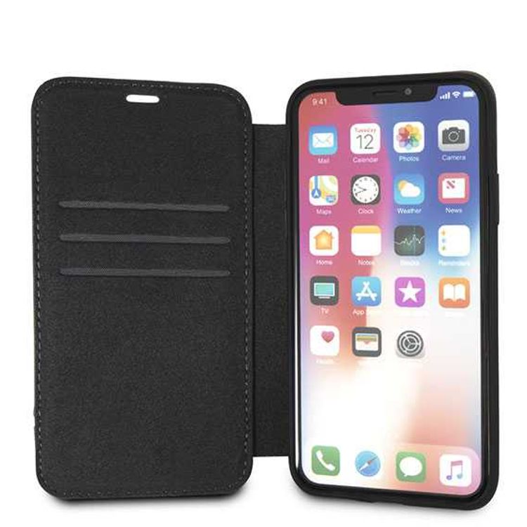 CG MOBILE Mercedes-Benz Pattern III Genuine Leather BookType Phone Case Compatible for iPhone X Officially Licensed - Light Brown
