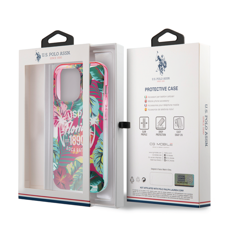 USPA PC/TPU Case Florida Design iPhone 14 Pro Max Compatibility - Pink/Green