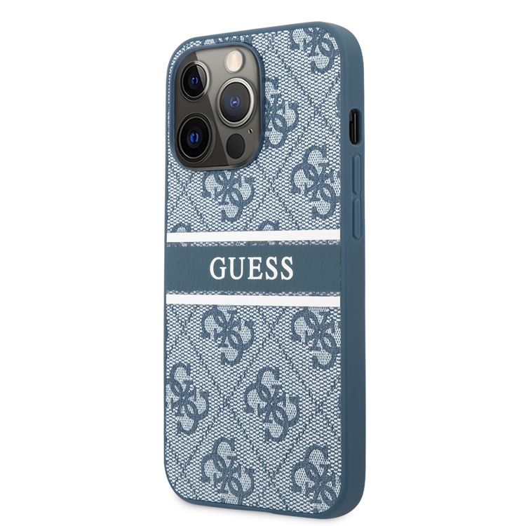 CG MOBILE Guess 4G PU Leather Case with Printed Stripe Compatible for iPhone 13 Pro (6.1") Anti-Scratch, Easy Access to All Ports, Shock Absorption