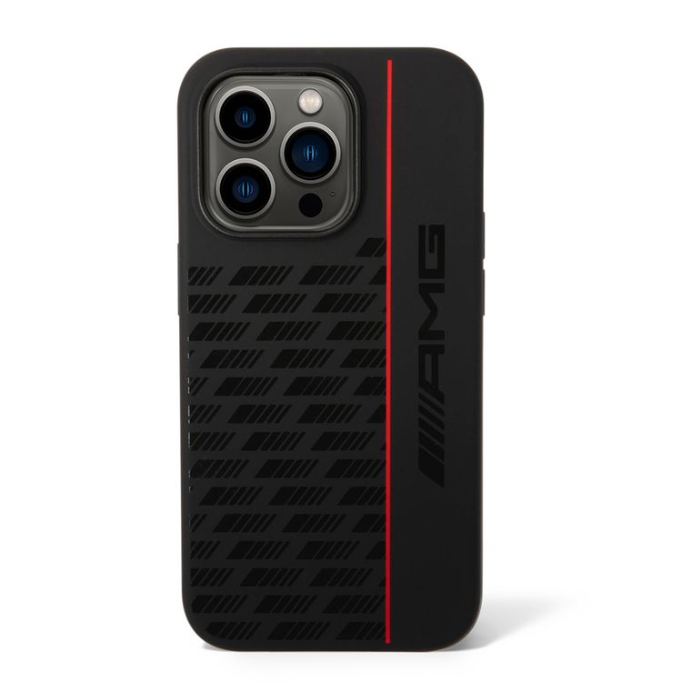 AMG Magsafe Compatibility Liquid Silicone Case with Carbon Pattern iPhone 14 Pro Compatibility - Black