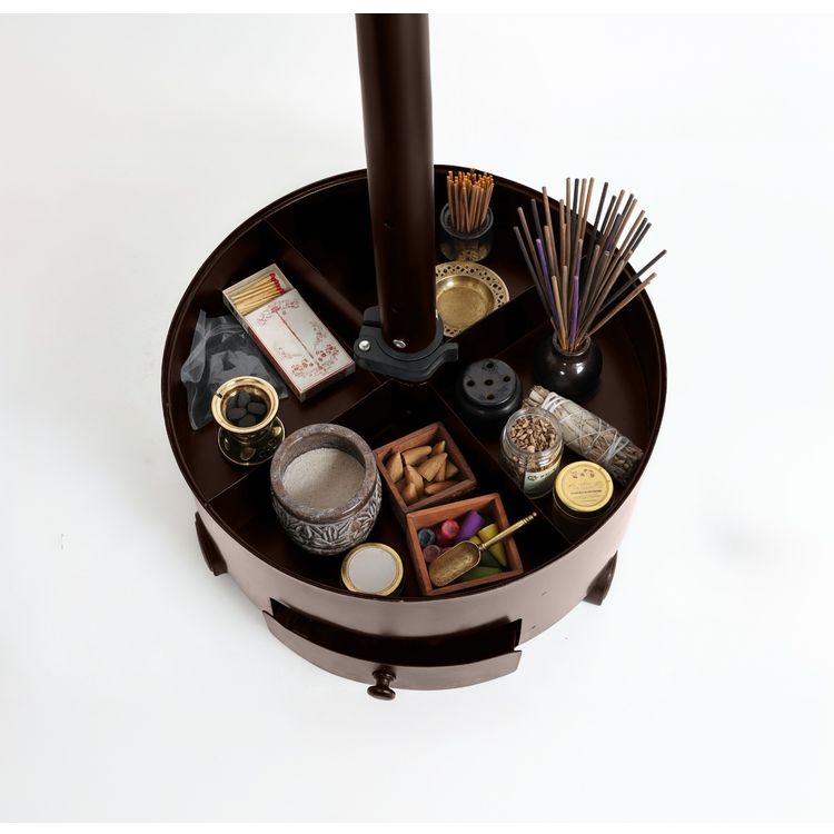 Porodo Lifestyle Essentia Clothing Bakhour Hanger with Storage Tray & Wheels, Incense Ventilation Holes, Hanger Hook Design, Easy-Move Base - Brown