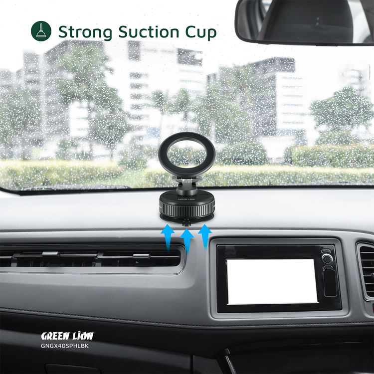 Green Lion GX-40 MagSafe Suction Phone Holder with Strong Suction Cup, MagSafe Compatible, Foldable & Rotatable, 360° Rotation, 1kg Adsorption Force, Vacuum Adsorption - Black