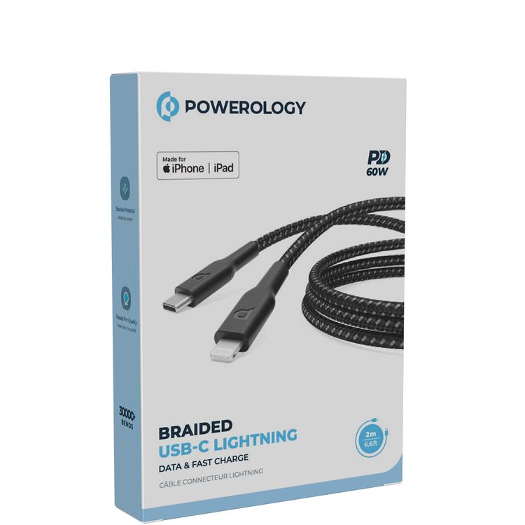 Powerology USB Type C Cable, Type C Data Cable Braided, Compatible for Samsung Galaxy, MacBook Pro, Nintendo Switch, Huawei MateBook X Pro etc (Black)