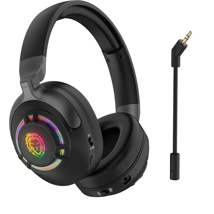 Green Lion Shadow ANC Gaming Headset with 50 Hours Play Time, 50 mm Dynamic Driver, Immersive Audio Experience, Multi-Device Compatible, Detachable Boom Microphone, ANC Noise Block Out, 2.5 Hours Charging Time, Bluetooth Version 6.0, 10m Operating Distance - Black Color