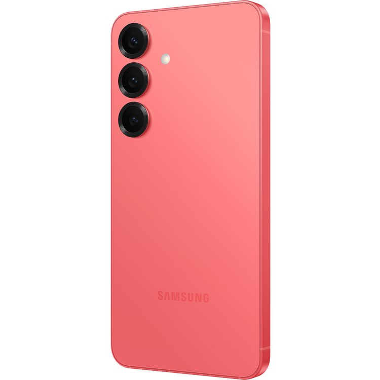 سامسونج جالاكسي S25 بسعة 128GB، وحجم شاشة 6.2 بوصة، ومعالج ثماني النواة، وتقنية شبكة 5G، وتصميم مستدير، وكاميرا خلفية 50 ميجابكسل، إصدار الشرق الأوسط - الأحمر المرجاني.