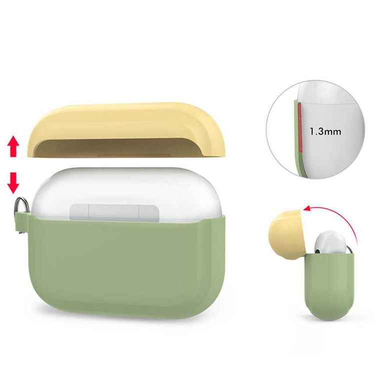 AhaStyle Premium Silicone Two Toned Case with Anti-Lost Keychain Compatible for AirPods Pro, Scratch Resistant, Shock Absorption, Drop Protection, & Dustproof