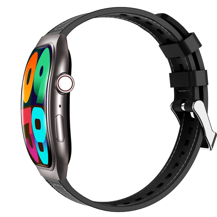 Green Lion Ridge Smart Watch with Magnetic Charging, Bluetooth Calls, Music Player, Health Monitoring, Metal Case Material, PU Leather Strap Material - Black / Black