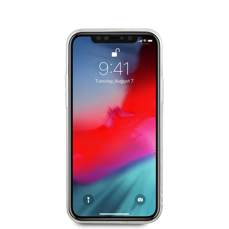 CG MOBILE Guess Liquid Glitter "HEARTS" Charms Hard Phone Case Compatible for iPhone 12 Mini (5.4") Shock-Absorption Mobile Case Officially Licensed - Gold