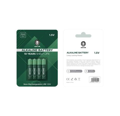 بطارية AAA قلوية الأسد الأخضرife, Accidental Leakage Protection, Long Lasting Power, Voltage of 1.5 - Green